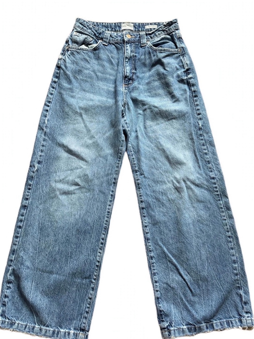 Cotton On Super Baggy Jeans 29 Light Wash Wide Leg Frayed Hem Y2K Skater